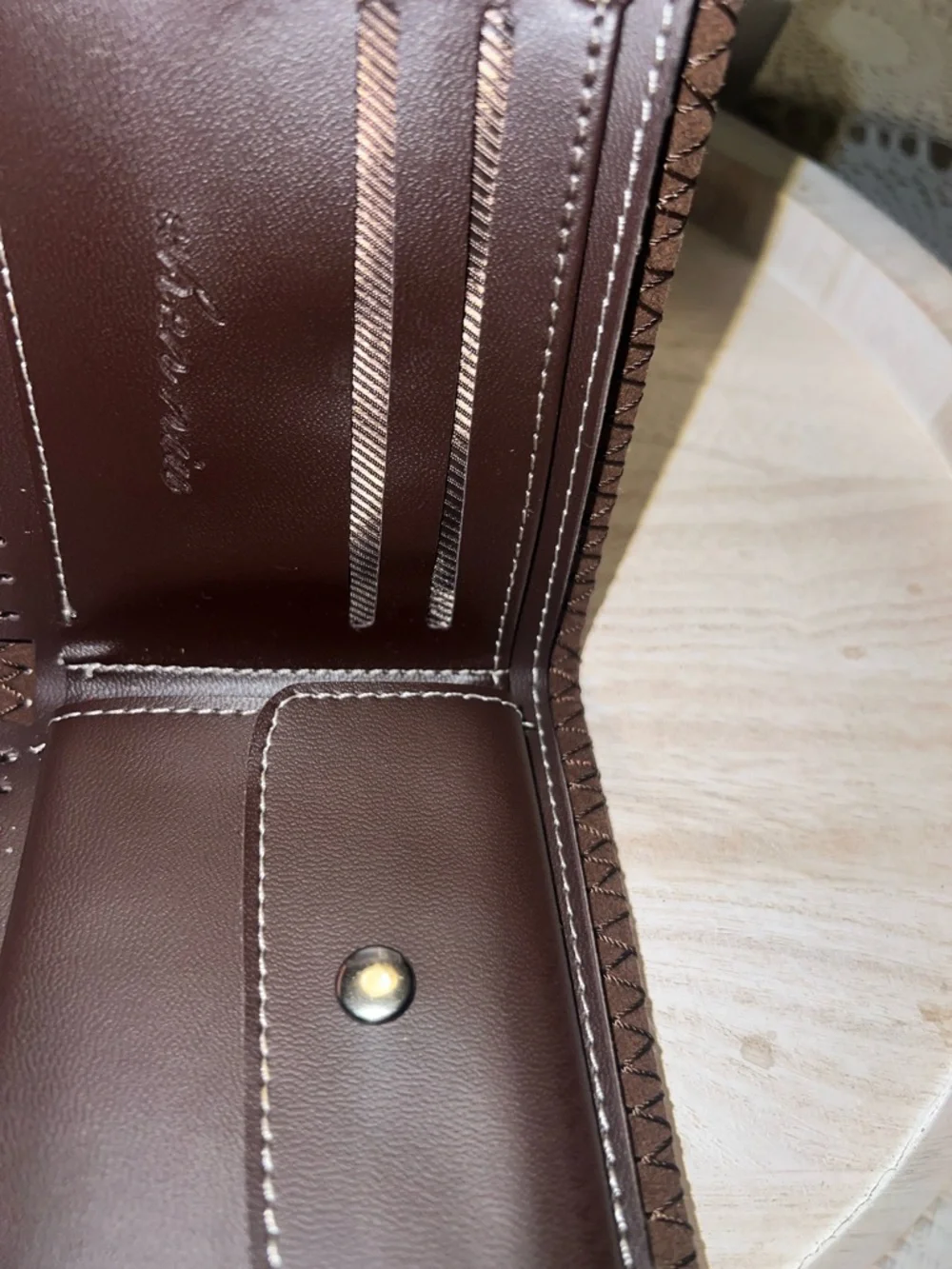 Brown Leatherette Men's Wallet - Logo